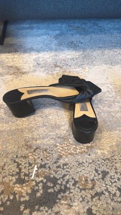 Jimmy Choo Black Leather Block Heel Mules