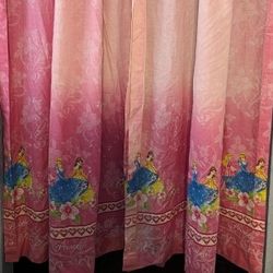 DISNEY PRINCESS Pink Retro Two Panel Curtains