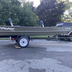 14ft Jon Boat With Trolling Motor And Accessories 