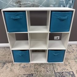 9 Cube Wooden Storage Shelf with Pullout Fabric Drawers