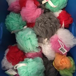 Bath Shower Loofah Sponge Pouf Body Scrubber Exfoliator All 46 For $30 (BRAND NEW)