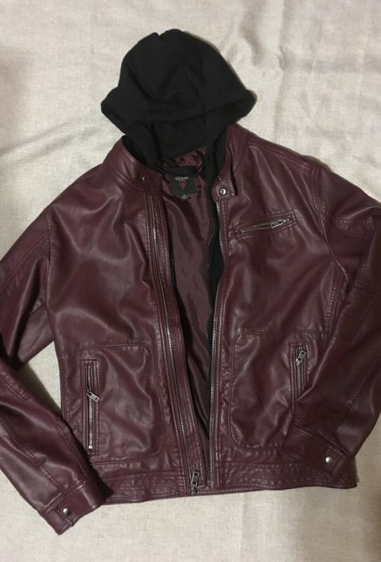 Guess Burgundy Hoodie Jacket
