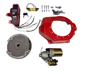 Electric Starter Motor Kit for Honda GX200 6.5HP GX160 5.5HP Engines with Solenoid, Flywheel, Ring Gear, Key Switch, Charging Coil, Mounting Bolts