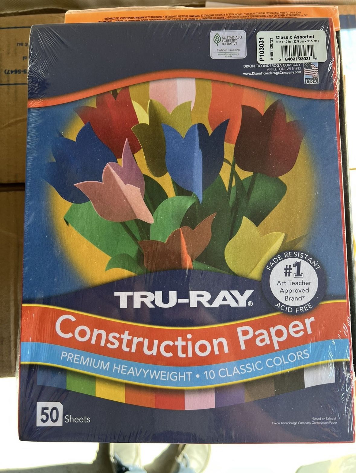 Tru-Ray Construction Paper, 10 Classic Colors, 9” x 12”, 50 Sheets