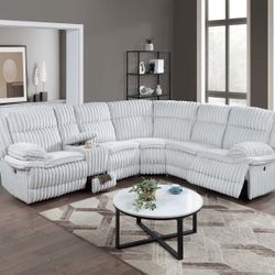 Brand New Reclining Plush Comfy Corduroy Sectional Set 