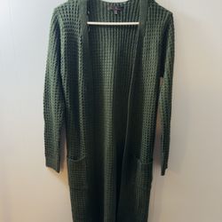 Icon Apparel Loose Knit Cardigan Sweater. Size Small. Green.