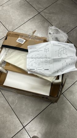 Modern Floor Lamp with Side Table & Shelf – Open Box, Never Used