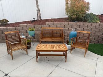 4-Piece Acacia Wood Patio Conversation Set (No Cushions)