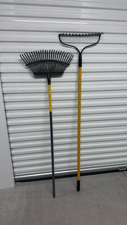 Gardening tools - rake and hoe