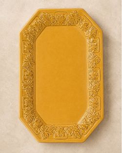 Vintage Mustard Yellow Grape Vine Ceramic Serving Platter – 18.5”