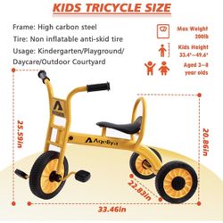 Preschool Kids Tricycles for 5-7 Year olds, Durable Pedal Trike for Boy Girl, Sturdy Metal Frame, Solid Rubber Tires, Yellow