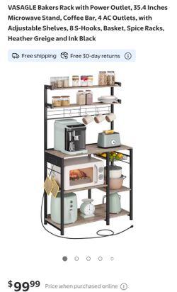 VASAGLE Bakers Rack with Power Outlet