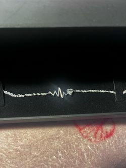 Silver Heartbeat Bracelet with Crystal Heart
