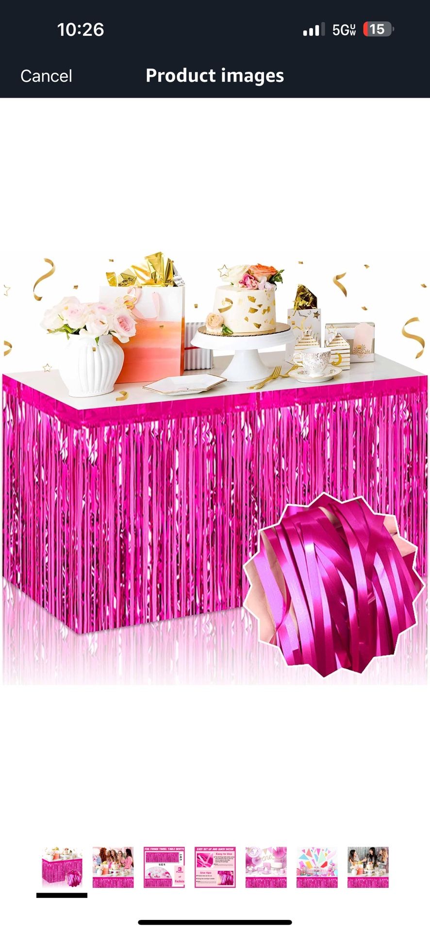 Fuchsia Foil Fringe Table Skirts Metallic
