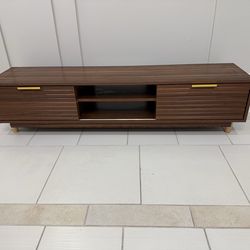 Alohappy Mid-Century Modern TV Stand for TVs up to 60 inch, Sliding Door Wood TV Console