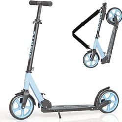 SIMATE Kick Scooter for Kids Teens & Adults, 4 Adjustable Heights, 8IN All Terrain Big Wheels, Foldable and Lightweight, Gifts for Girls Boys