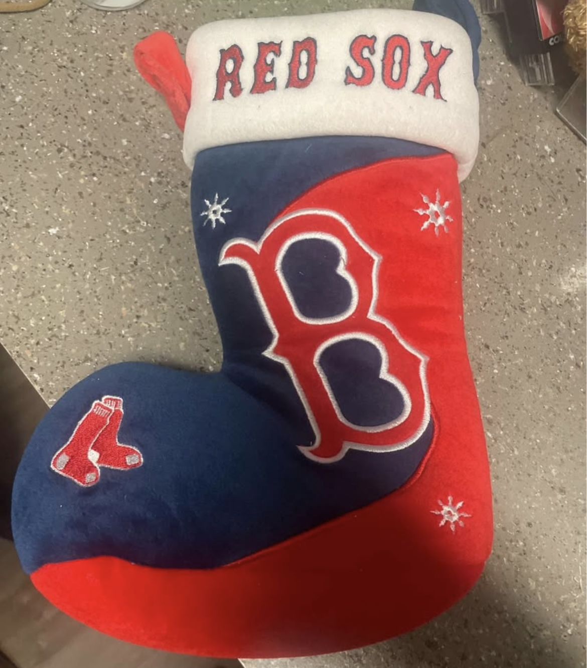 Boston Red Sox MLB team logo mini xmas stocking Ornament foco 4 inch weighted.