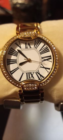 Gold Tone And Faux Dimond Crusted Ladies Watch