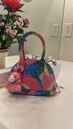 Colorful Tie-Dye Mini Handbag With Bunny Charm