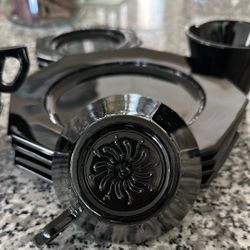 Vintage Arcoroc Black Amethyst French Breakfast Set
