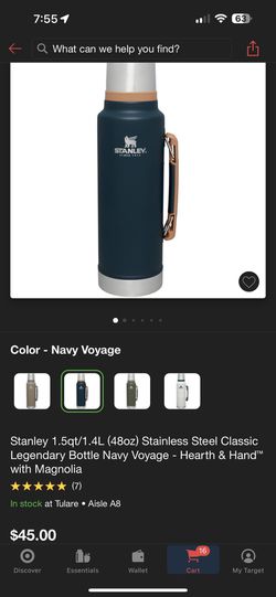 Stanley 1.5qt/1.4L(48oz) Stainless Steel Classic Legendary Bottle Navy  Voyage for Sale in Earlimart, CA - OfferUp