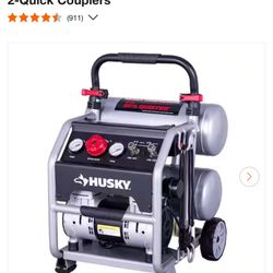 4.5 Gal. 175 PSI Portable Electric Oil-Free Quiet Twin Stack Jobsite Air Compressor w/Rubber Wheels and 2-Quick Couplers 1.5k