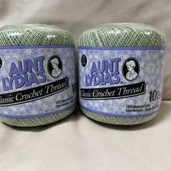 Aunt Lydia’s 100% Mercerized Cotton Crochet Thread - Frosty Green Color (2 Qty)