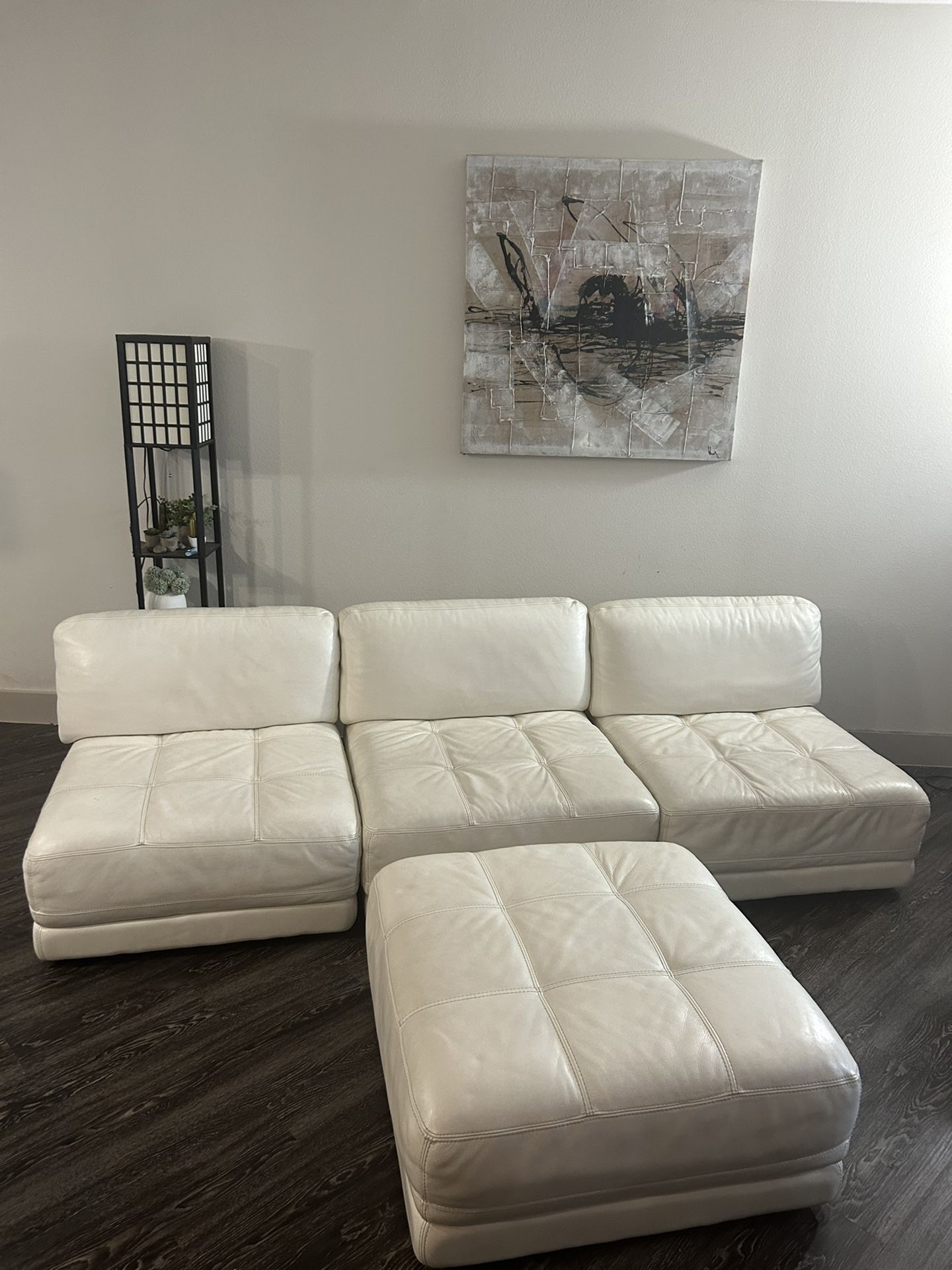 White Leather Couch Modern Sectional