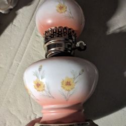 Antique Portable Lamp By Underwriters Laboratories Inc Pink And Floral