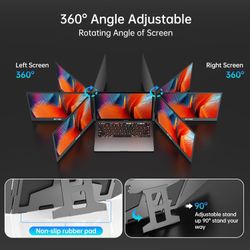 MT-VIKI 15.6 inch Laptop Screen Extender, Potable Screen for Laptop Only One USB-C Cable Connection, Compatiable with Win/Mac (M1,M2, M3), FHD 1080P, 