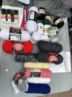 Large Yarn & Crochet Supplies Lot – Red Heart, Peach & Crème + Crochet Set