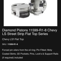 Diamond Racing Pistons For Chevy V8 With Free headGasket Set