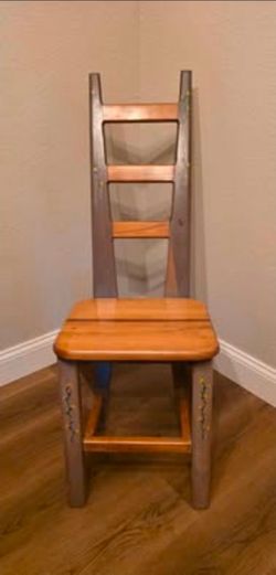 Custom Hand-Painted Solid Wood Ladder-Back Chair