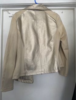 Gold Metallic Faux Leather Moto Jacket