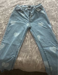 Heart Print Denim Jeans Size 9 Never Worn