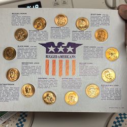 Vintage 1970 Franklin Mint  Rugged American  Commemorative Coin Collection  Solid bronze 13 coins 
