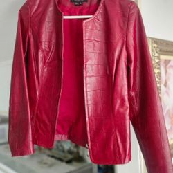 Vtg Red Leather Women’s Jacket 2 