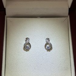 Sterling Silver and Cubic Zirconia Earrings and Display Box