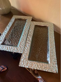 Two large glass platters