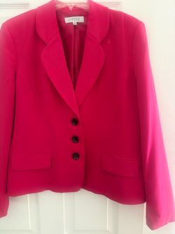 Pink Jacket with Black Buttons.