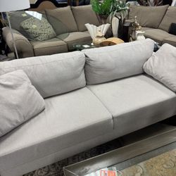 Modern light-colored, 3-seat stationary sofa - 82” x 30” 