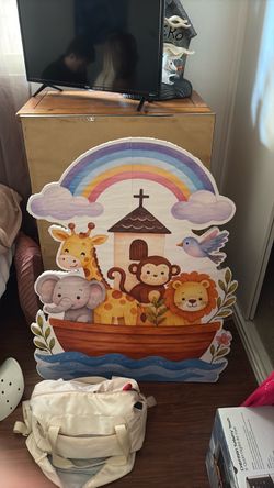 Styrofoam Noah’s ark baby shower signage