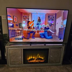 Tv Stand Mirrored With Fire Place 