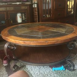 Slate Top And Wrought Iron Coffee Table