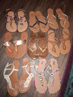 Lot of 8 Pairs Women's Sandals size 7-8