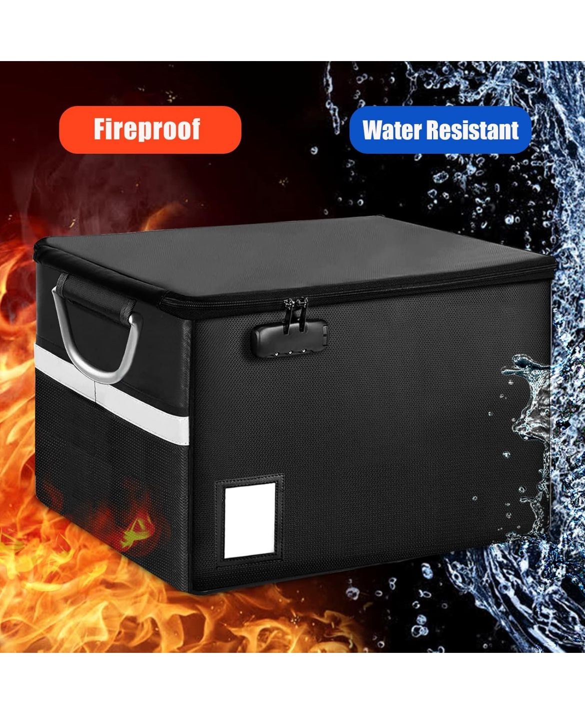 Fireproof Document File Organizer Box, Fireproof Safe Box with Lock, Portable Office Storage Cabinet for Hanging Letter/Legal Folder 16.1 x 12.9 x 11i