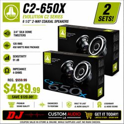 JL Audio Evolution C2 Series 650X 2-Sets Car Speakers 6 1/2" 2-Way Coaxial System 450 Watts Package 🚨 Payment Options Available 🚨 No Credit Needed ?