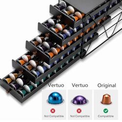ZCDCP Coffee Pod Holder Drawer Storage, Compatible with Nespresso Originaline pod, Office Kitchen Counter Organizer (150 pods-5tiers)