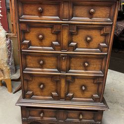 Jacobean Style  Drawers And Cabinet With Shelves Antique