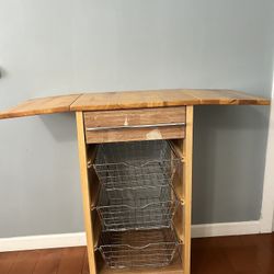 Kitchen Cart With Countertop And 4 Drawers